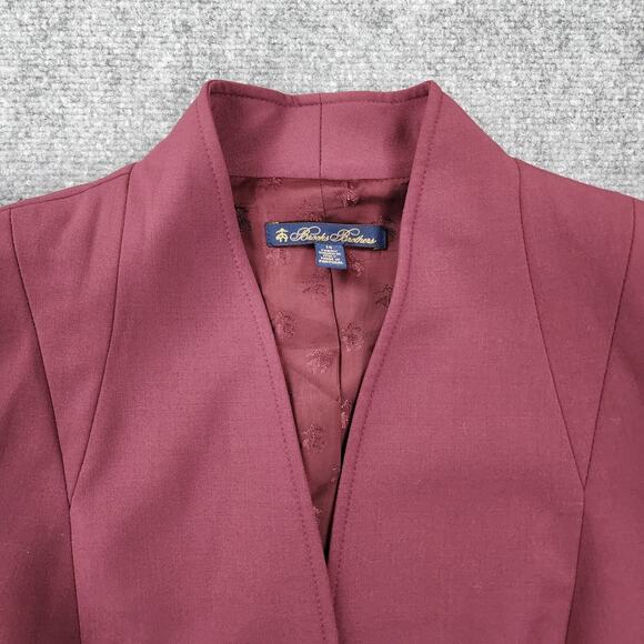 Brooks Brothers Blazer Women 14 Maroon Italy Wool Blend Lined Jacket Career Coat - Picture 12 of 16